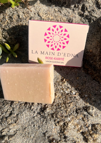 Petit savon surgras 8 % "Rose-karité"